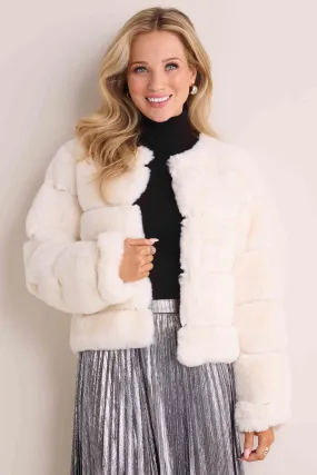 Janet Faux Fur Jacket- Ivory