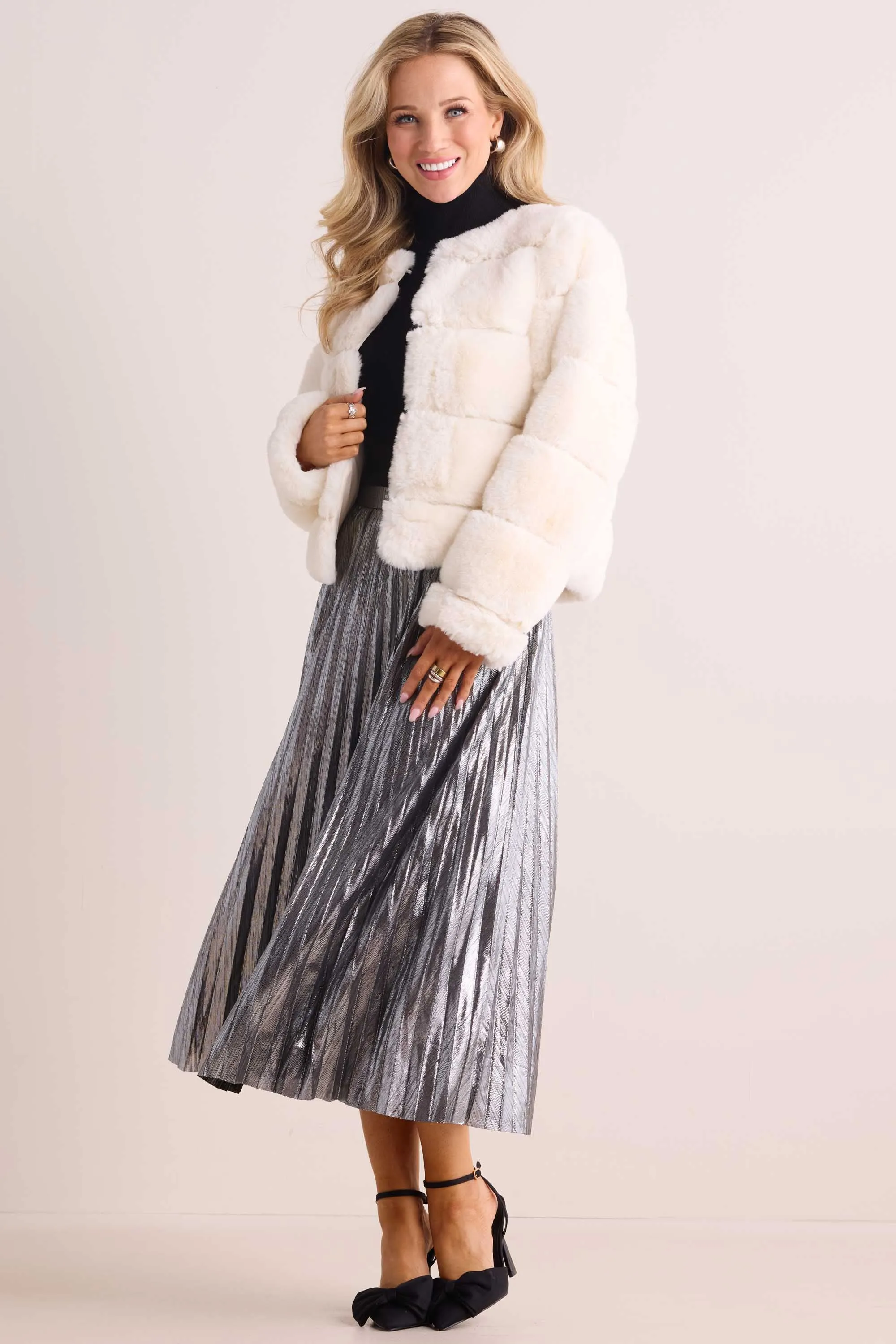 Janet Faux Fur Jacket- Ivory