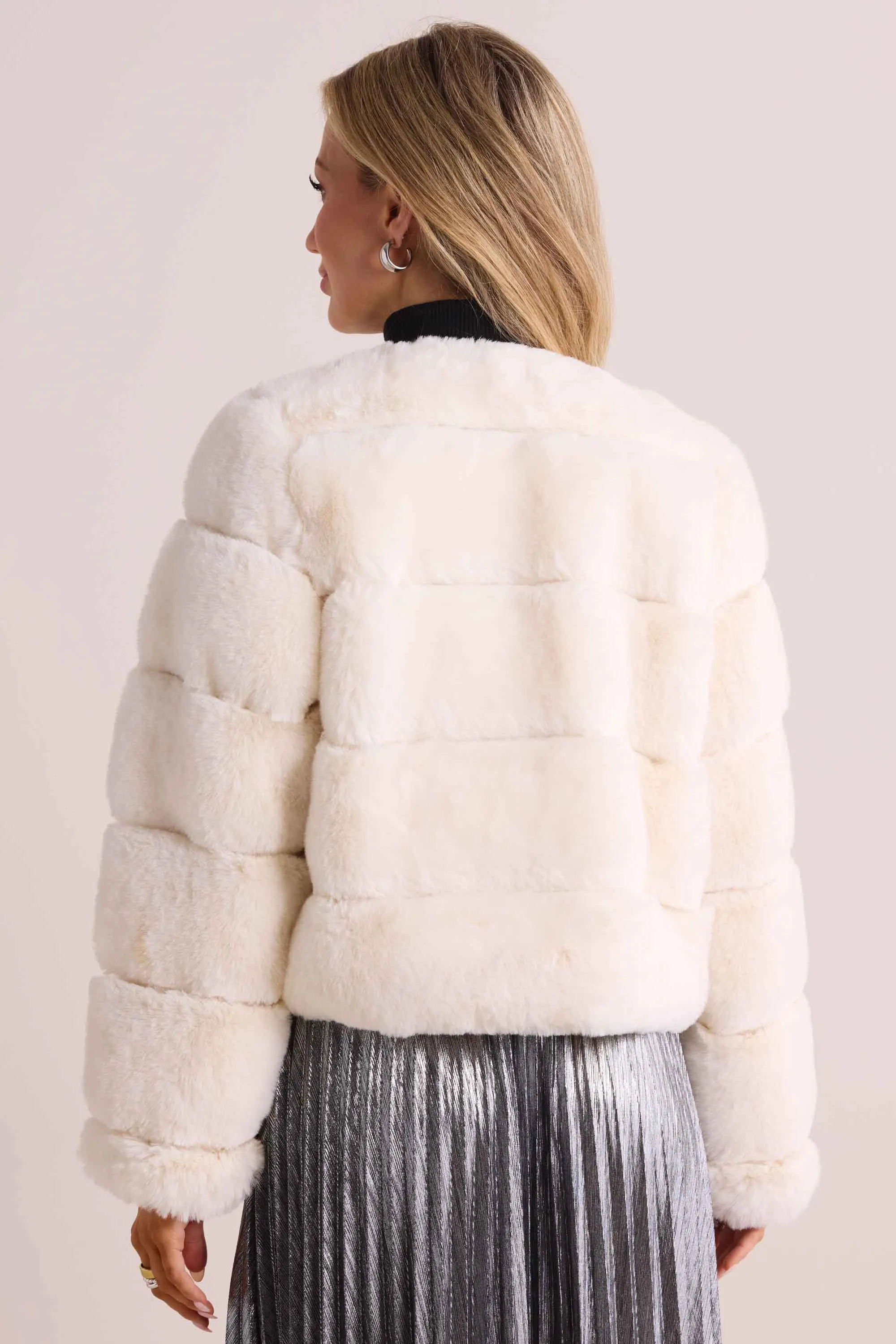 Janet Faux Fur Jacket- Ivory