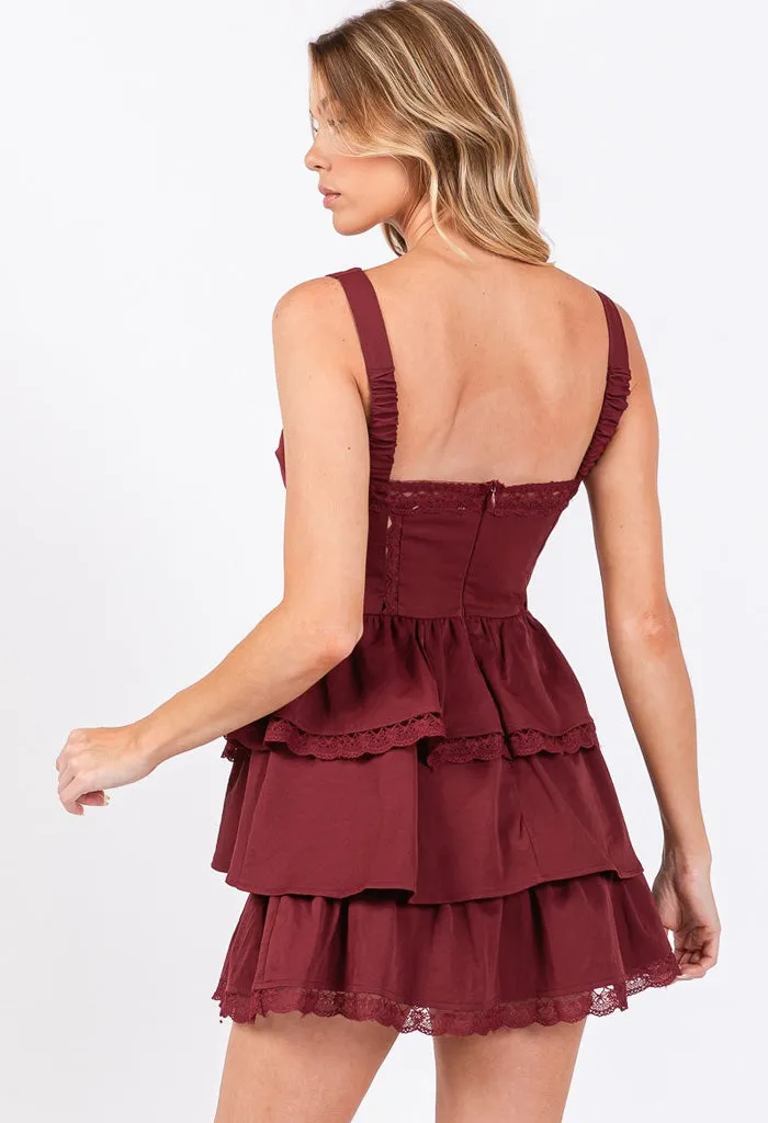 Kammie Mini Dress-Wine