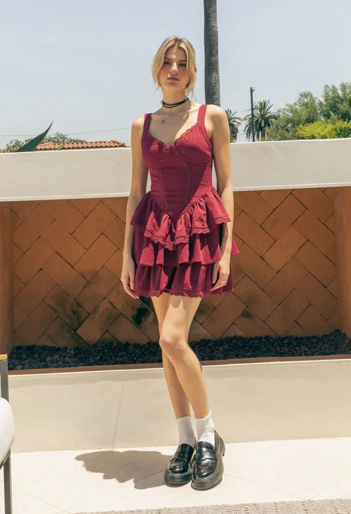 Kammie Mini Dress-Wine