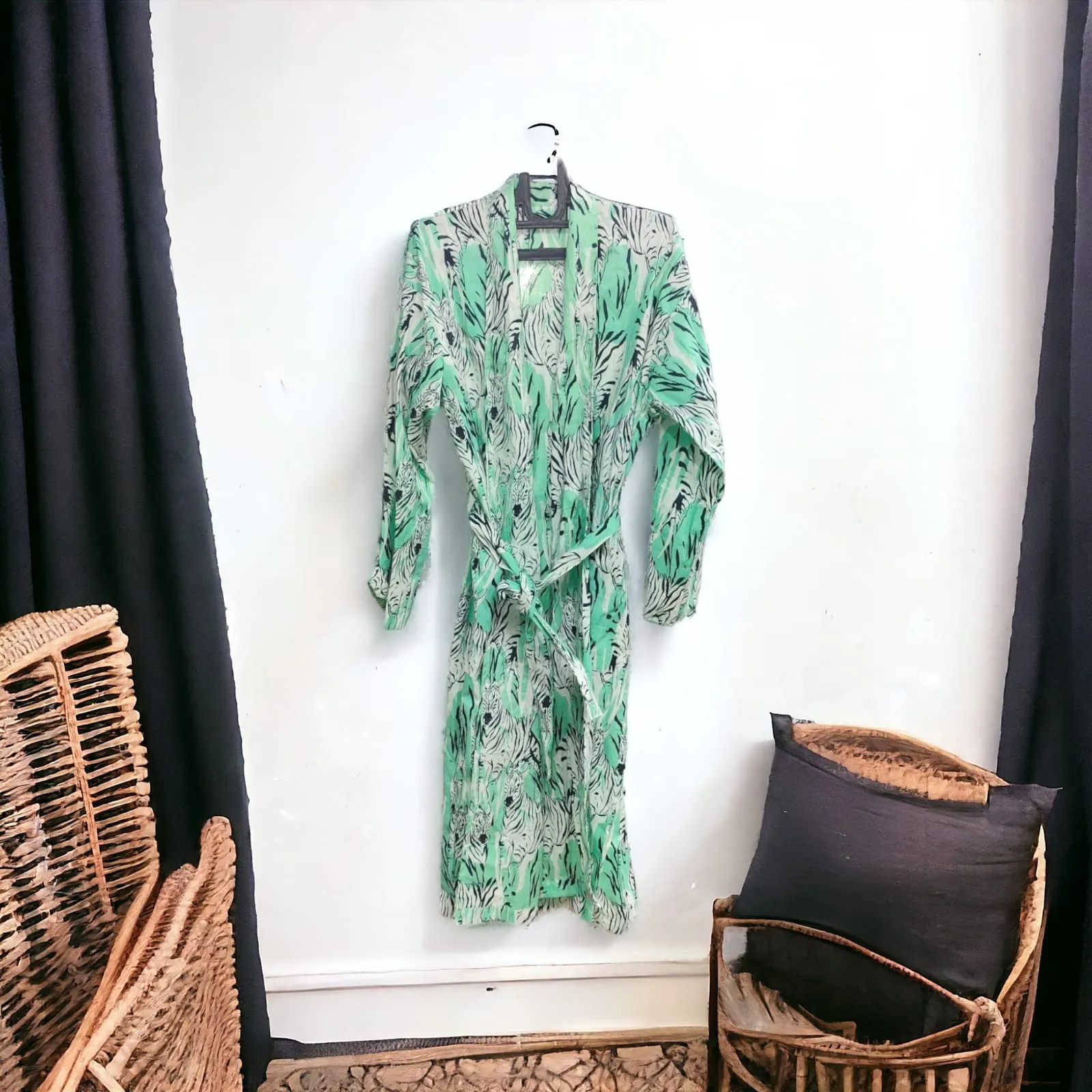 Kimono Bath Robes/ Night Suit - Zebra Green