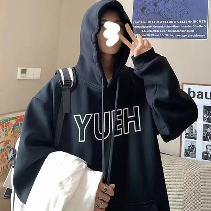 Korean Streetwear Y2K Harajuku Printed Oversized Fleece Hoodie