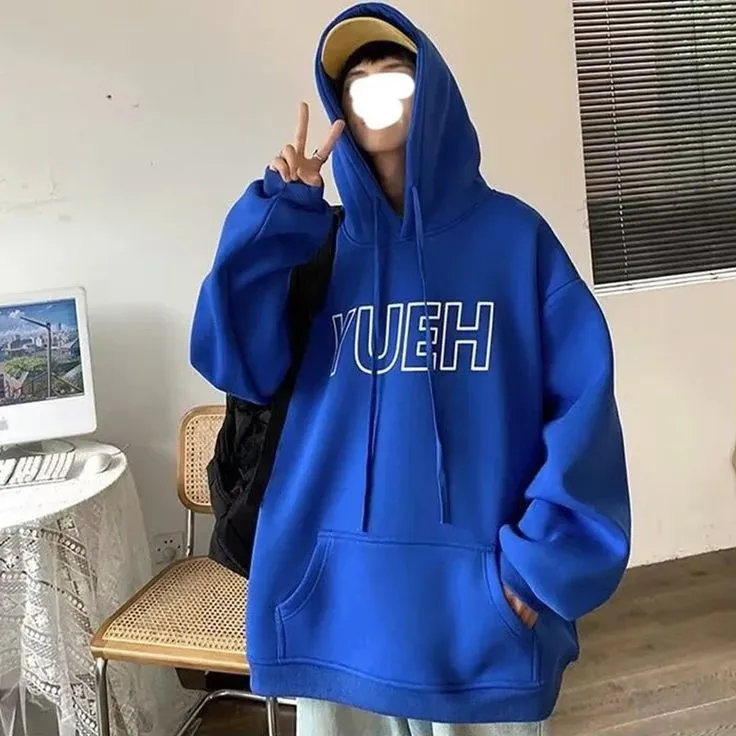 Korean Streetwear Y2K Harajuku Printed Oversized Fleece Hoodie