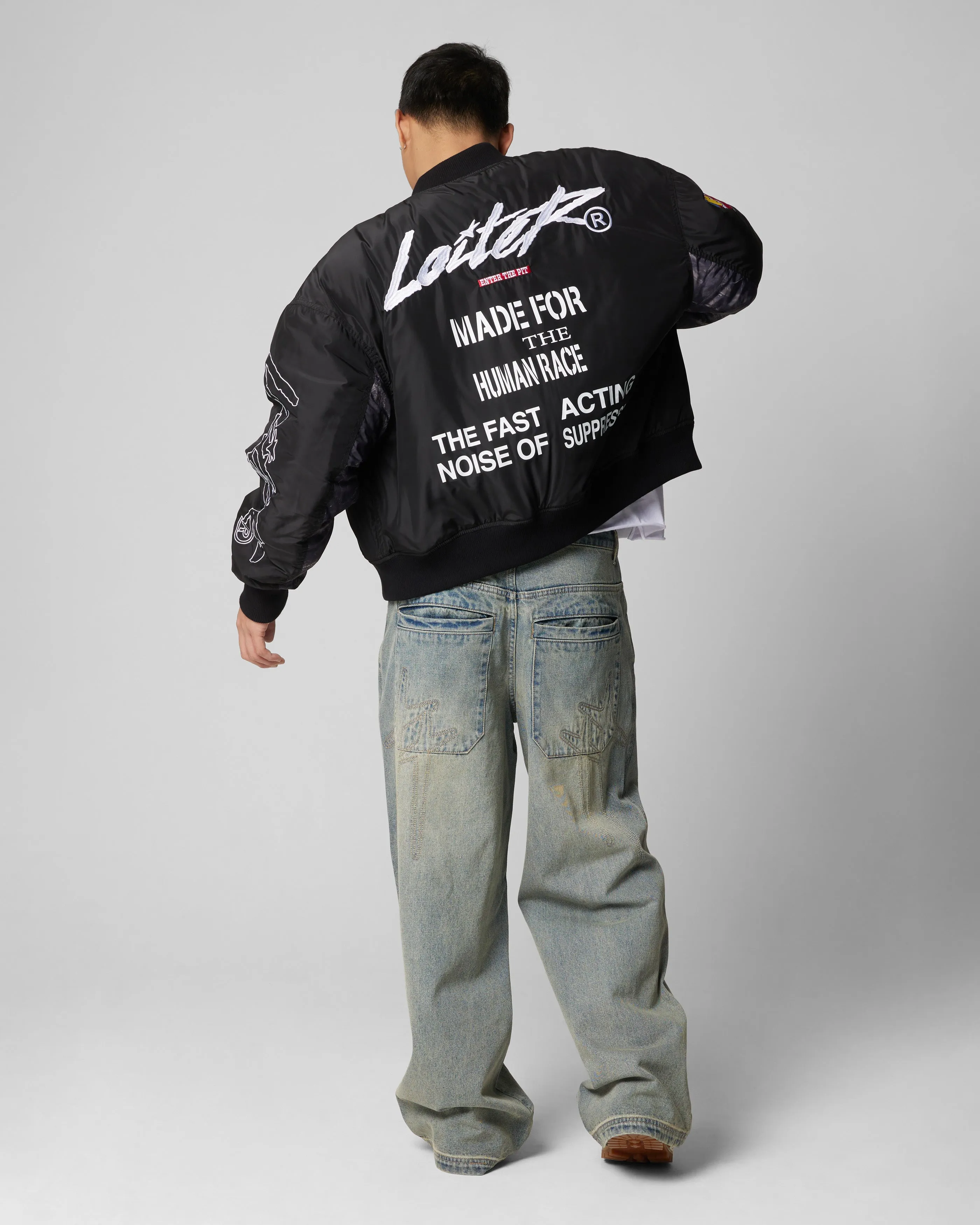 Loiter Riot Squad Bomber Jacket Black