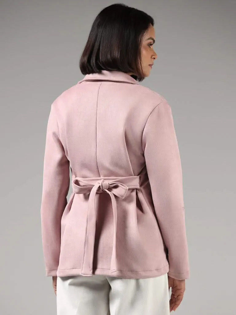 LOV Pastel Pink Tie-Up Suede Jacket