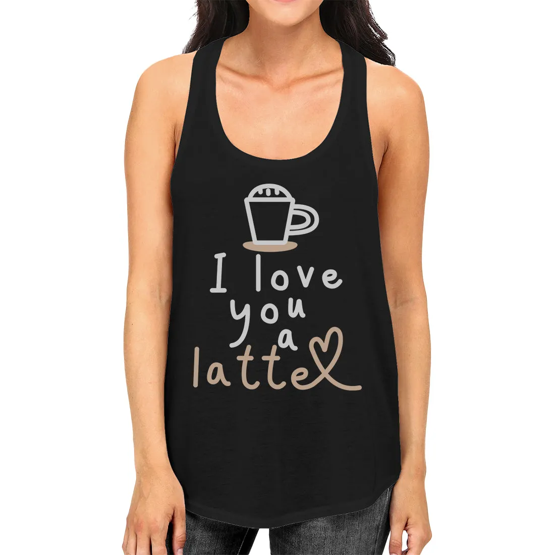 Love A Latte Womens Funny Graphic Workout Gym Tank Top Racerback