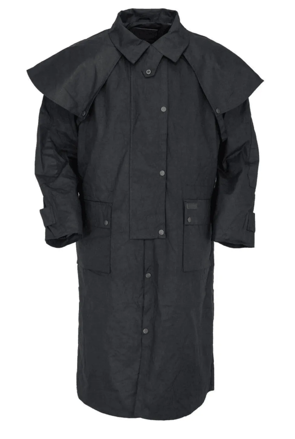 Low Rider Waterproof Detachable Cape Black Oilskin Duster 2042-BLK