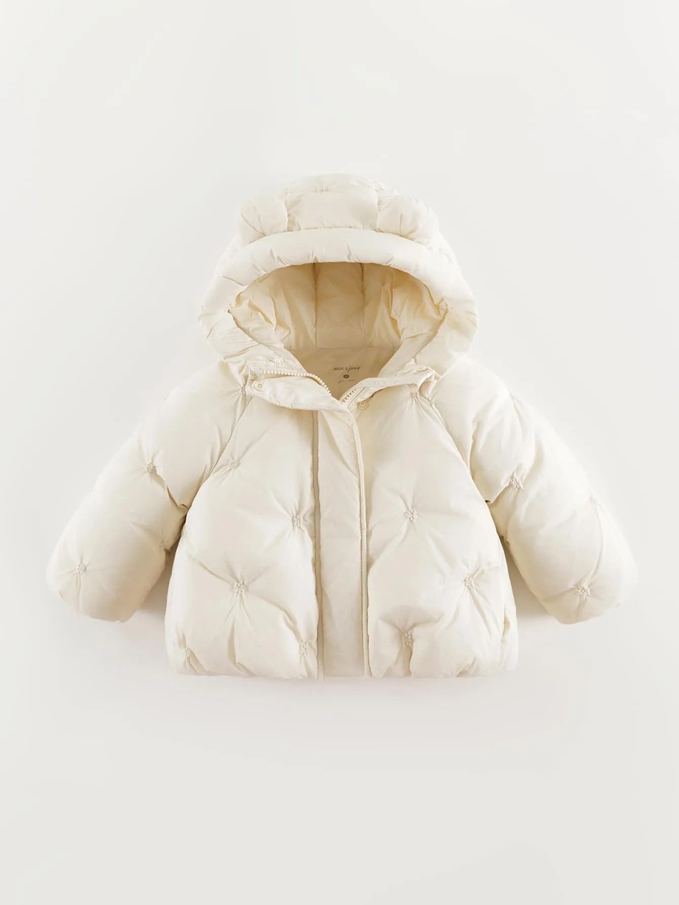 MARC & JANIE Girls Bear Ears Hooded hickened Snowflake Embroidered Down Jacket 241609