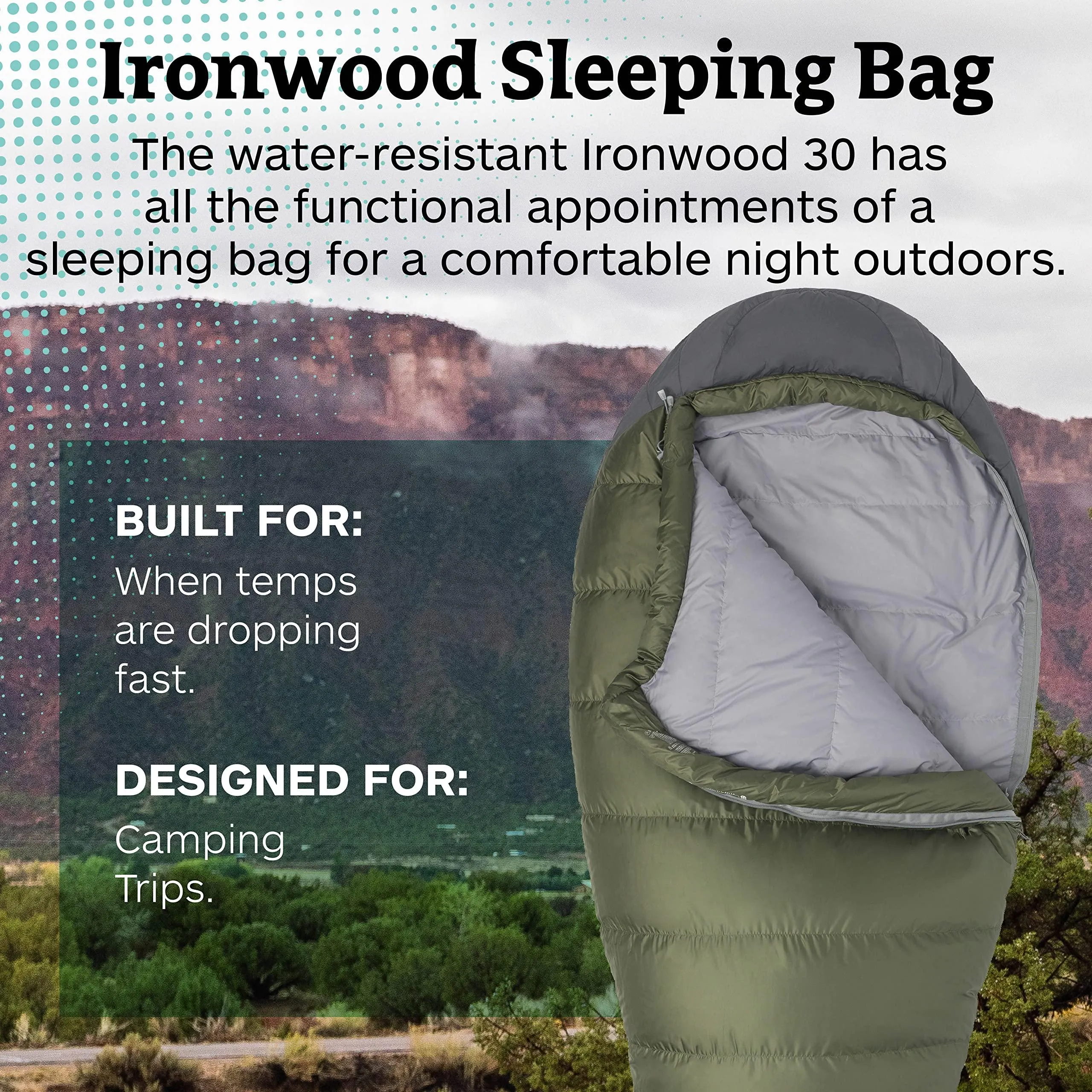 Marmot Ironwood 30 Mummy Lightweight Sleeping Bag, 30-Degree Rating