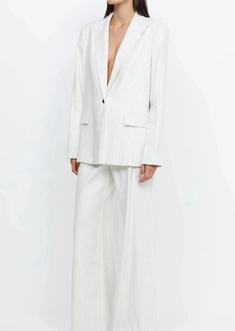 Maxine Jacket - Ivory Pinstripe