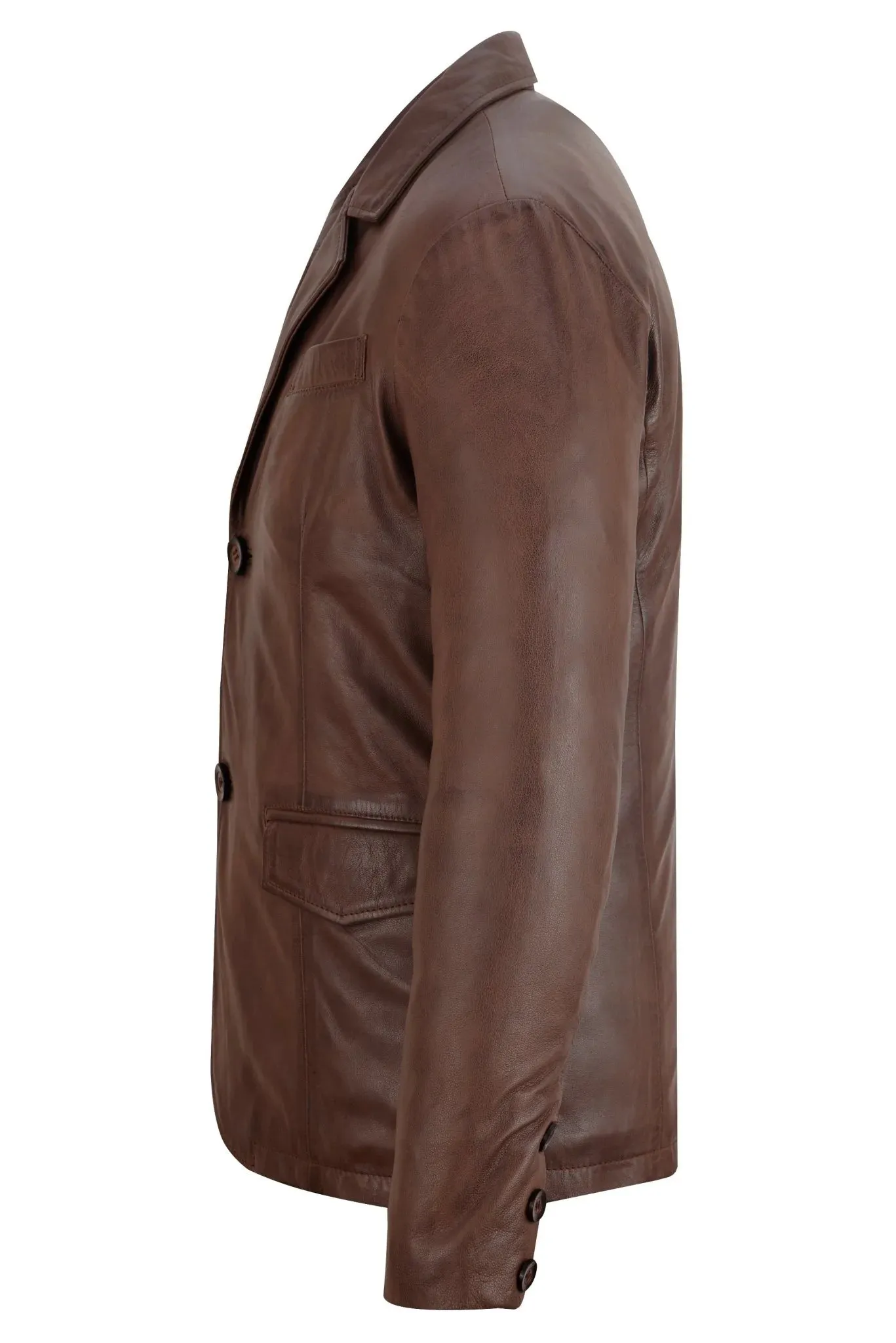 Men's 2 Button Single Breast Style Leather Blazer Jacket