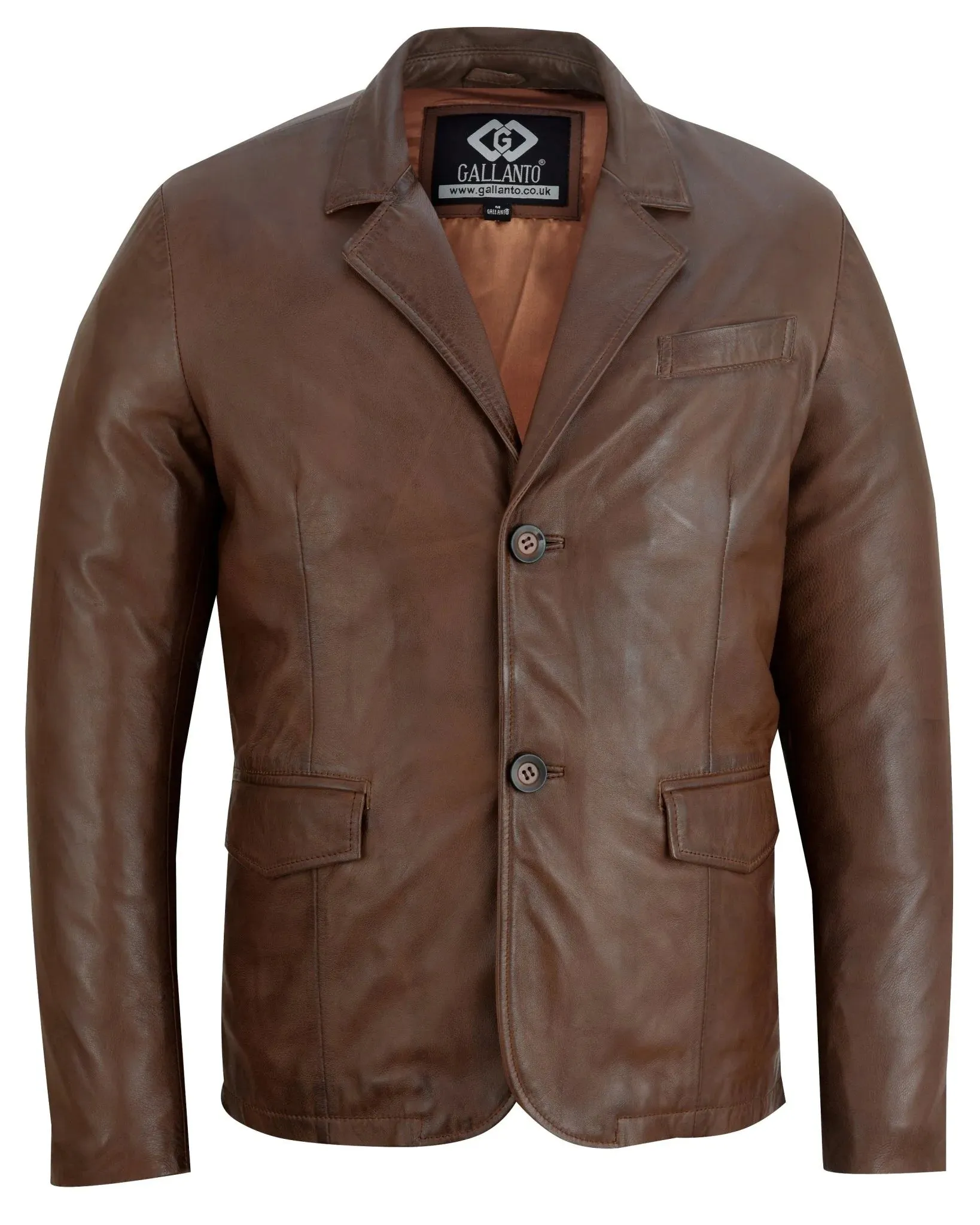 Men's 2 Button Single Breast Style Leather Blazer Jacket