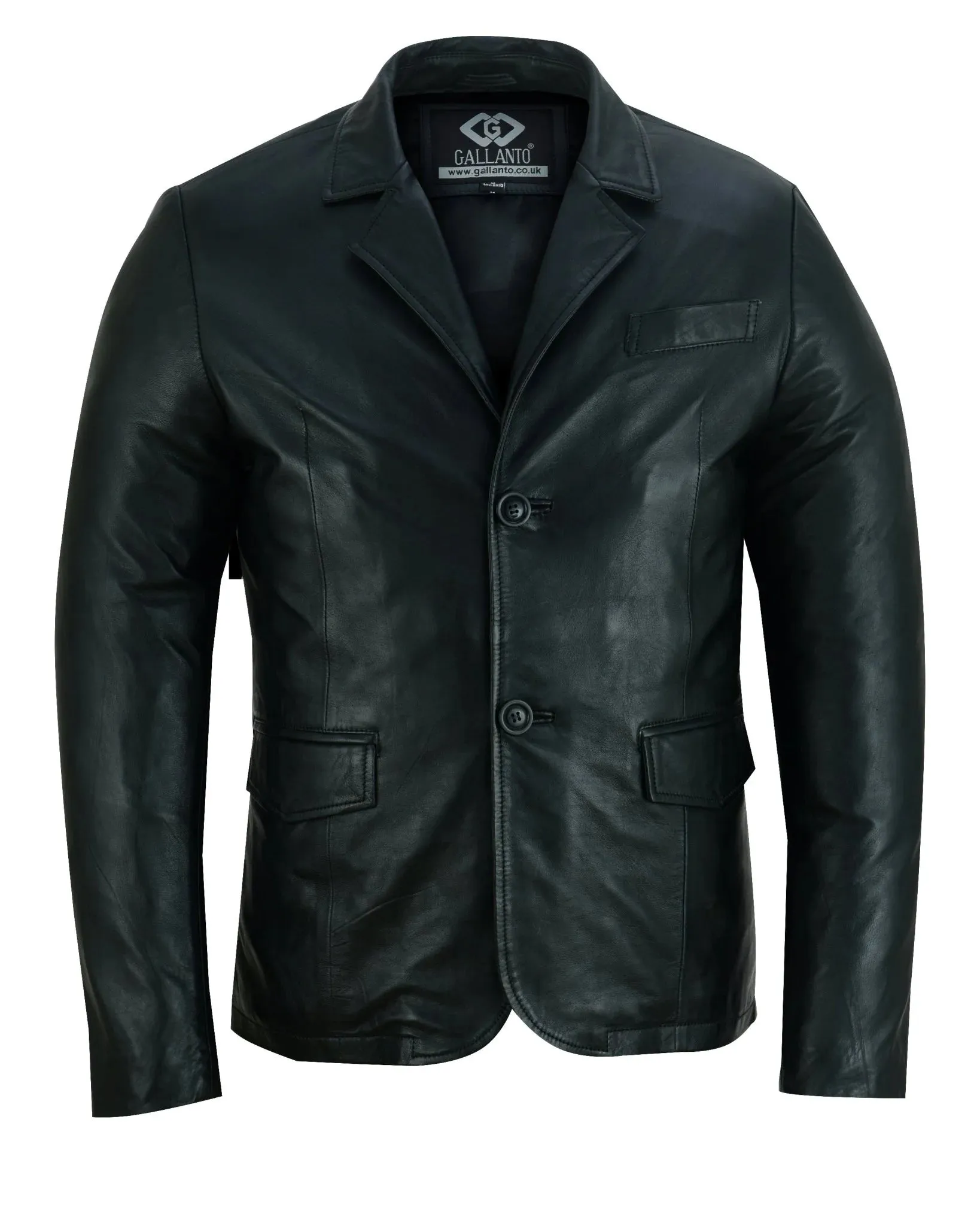 Men's 2 Button Single Breast Style Leather Blazer Jacket