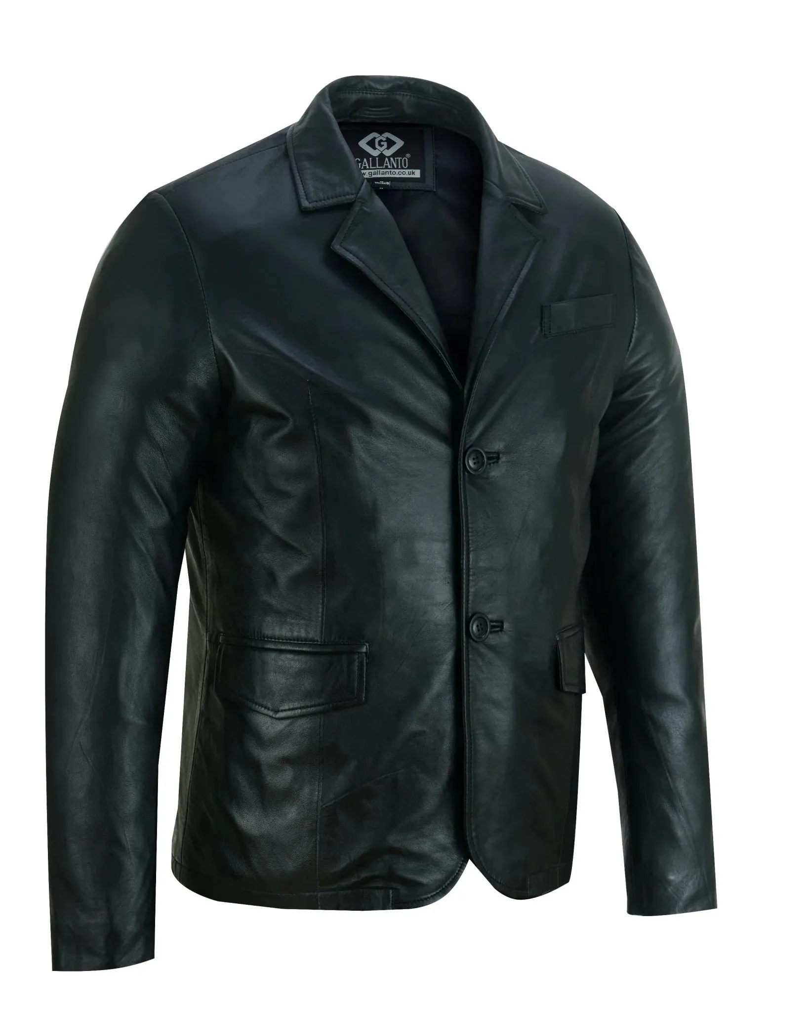 Men's 2 Button Single Breast Style Leather Blazer Jacket