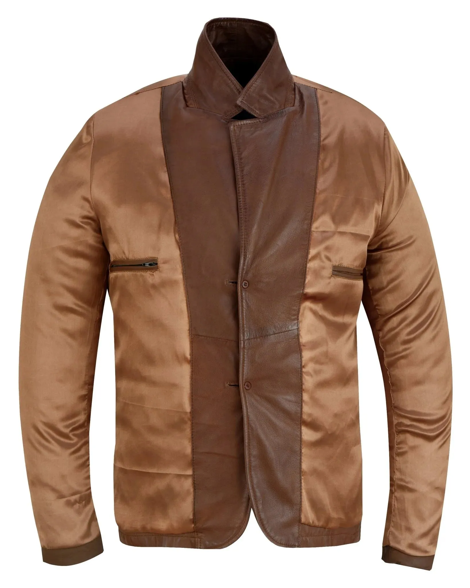 Men's 2 Button Single Breast Style Leather Blazer Jacket