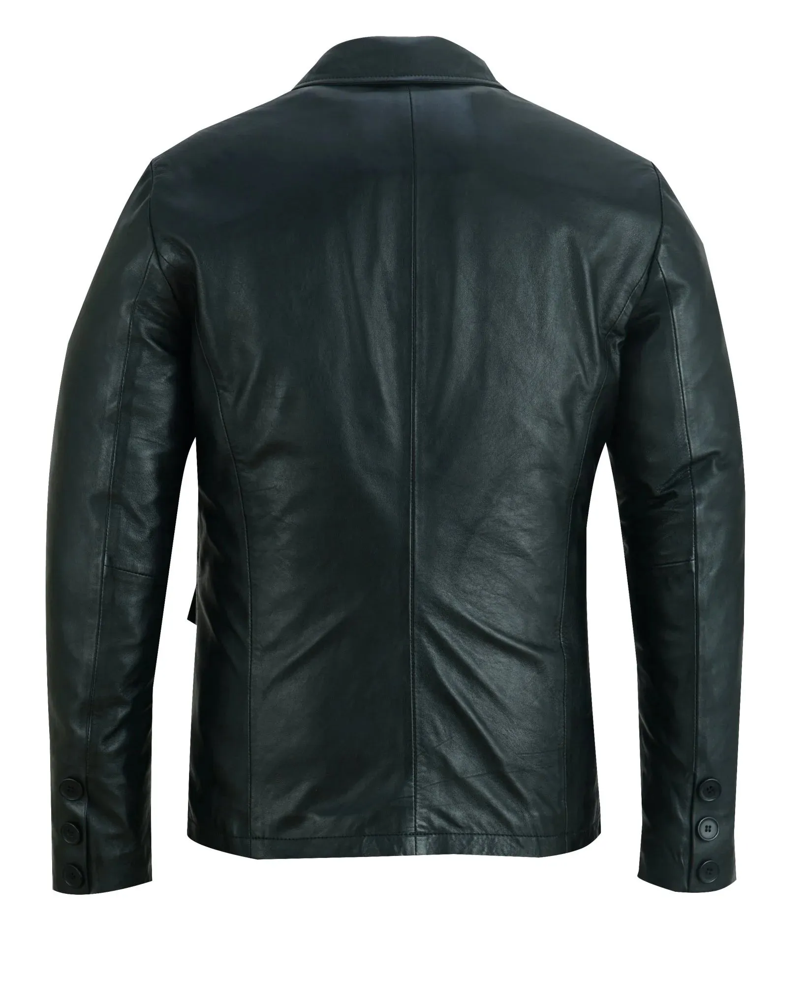 Men's 2 Button Single Breast Style Leather Blazer Jacket