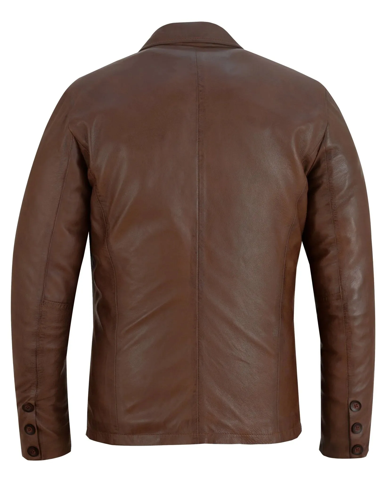 Men's 2 Button Single Breast Style Leather Blazer Jacket