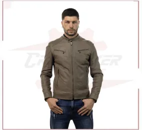 Men's Genuine Mud Colored Leather Jacket