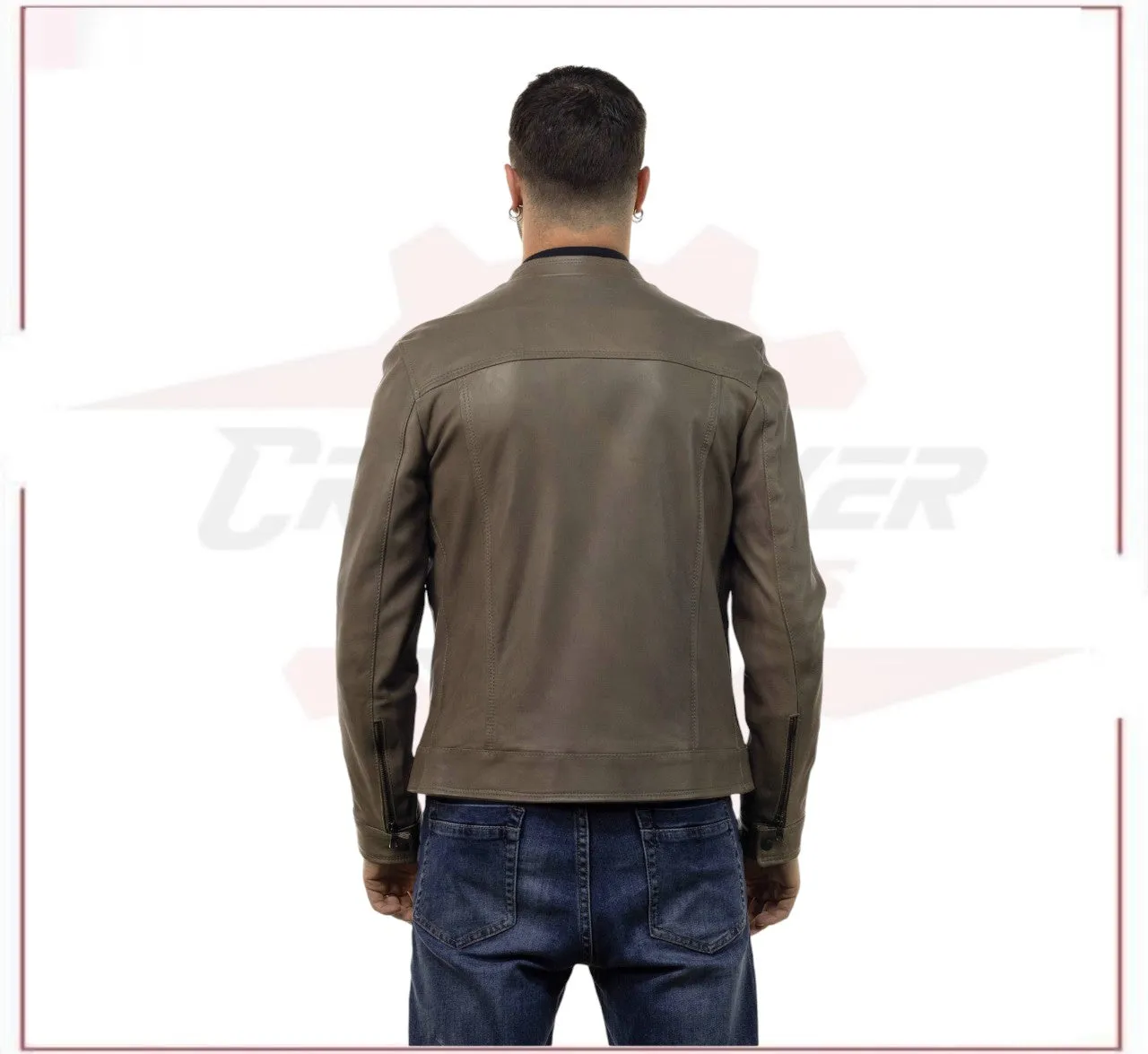 Men's Genuine Mud Colored Leather Jacket