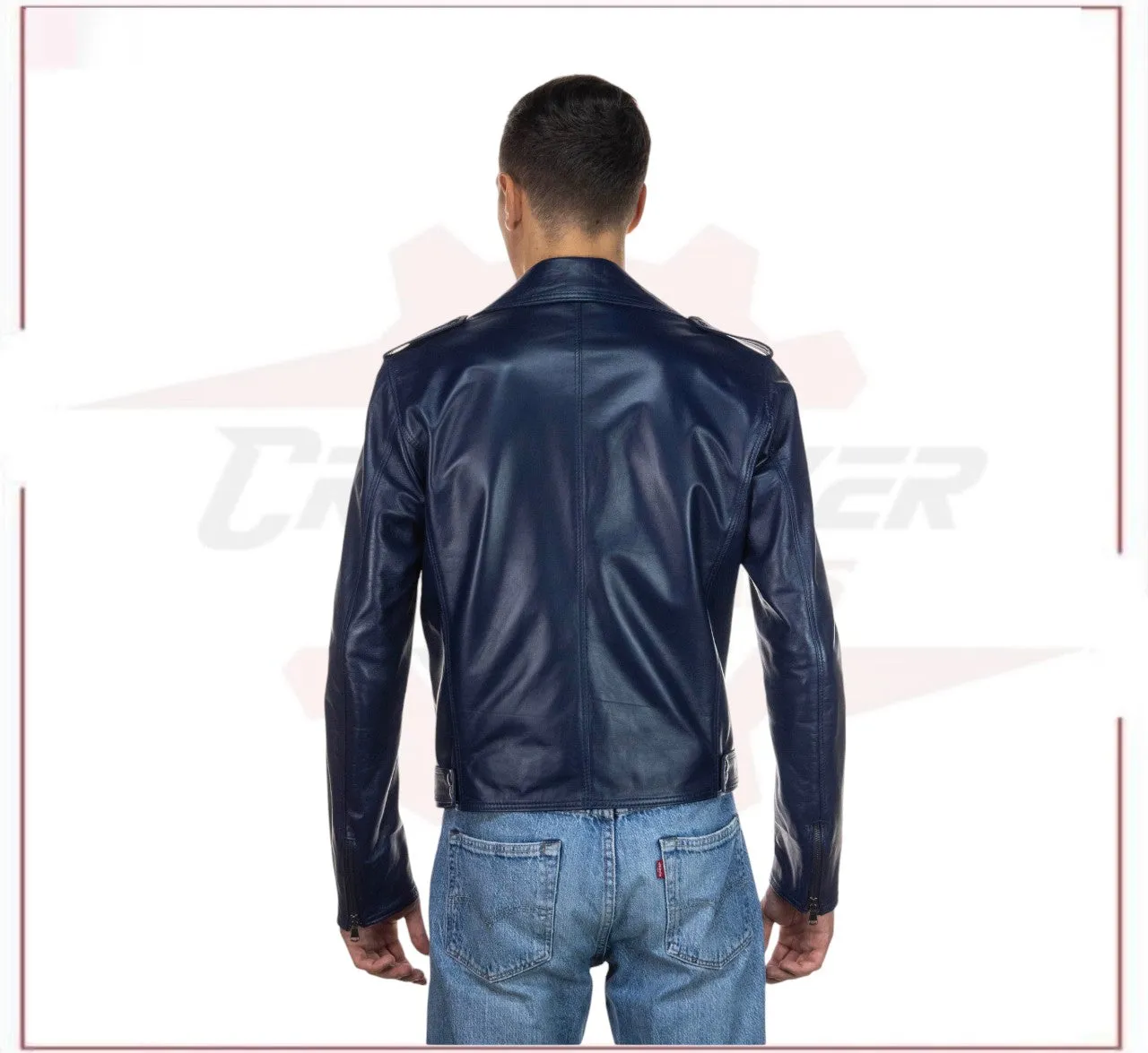 Men's jacket in Genuine Blue Leather