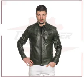 Men's Jacket in Genuine Green Leather