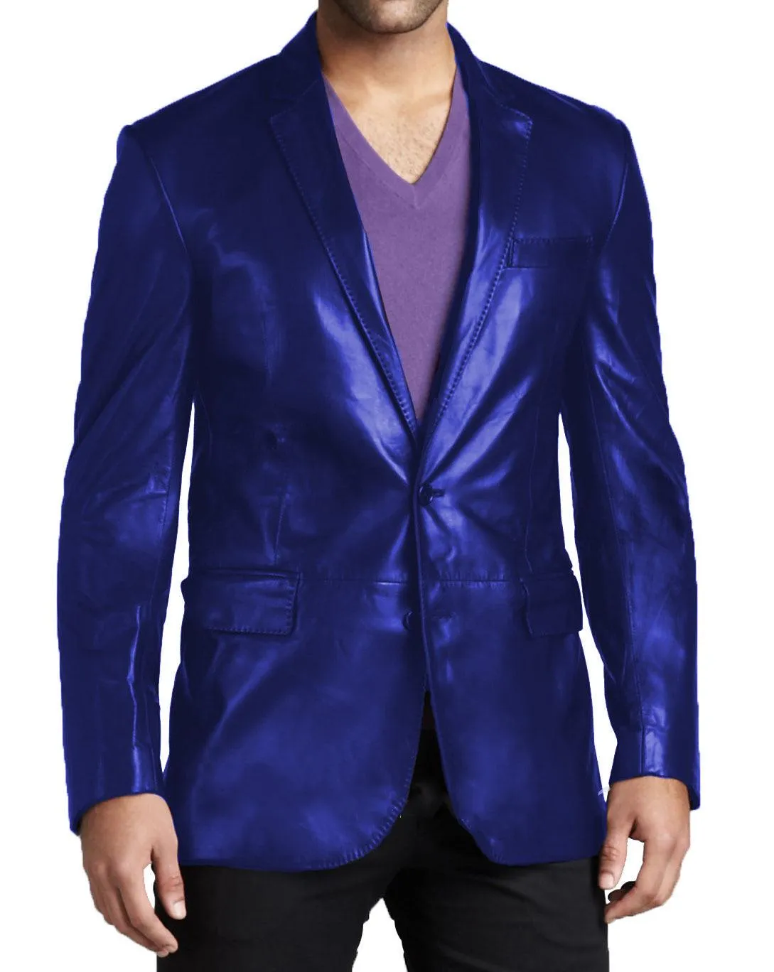 Men's TWO BUTTON Leather Blazer TB001