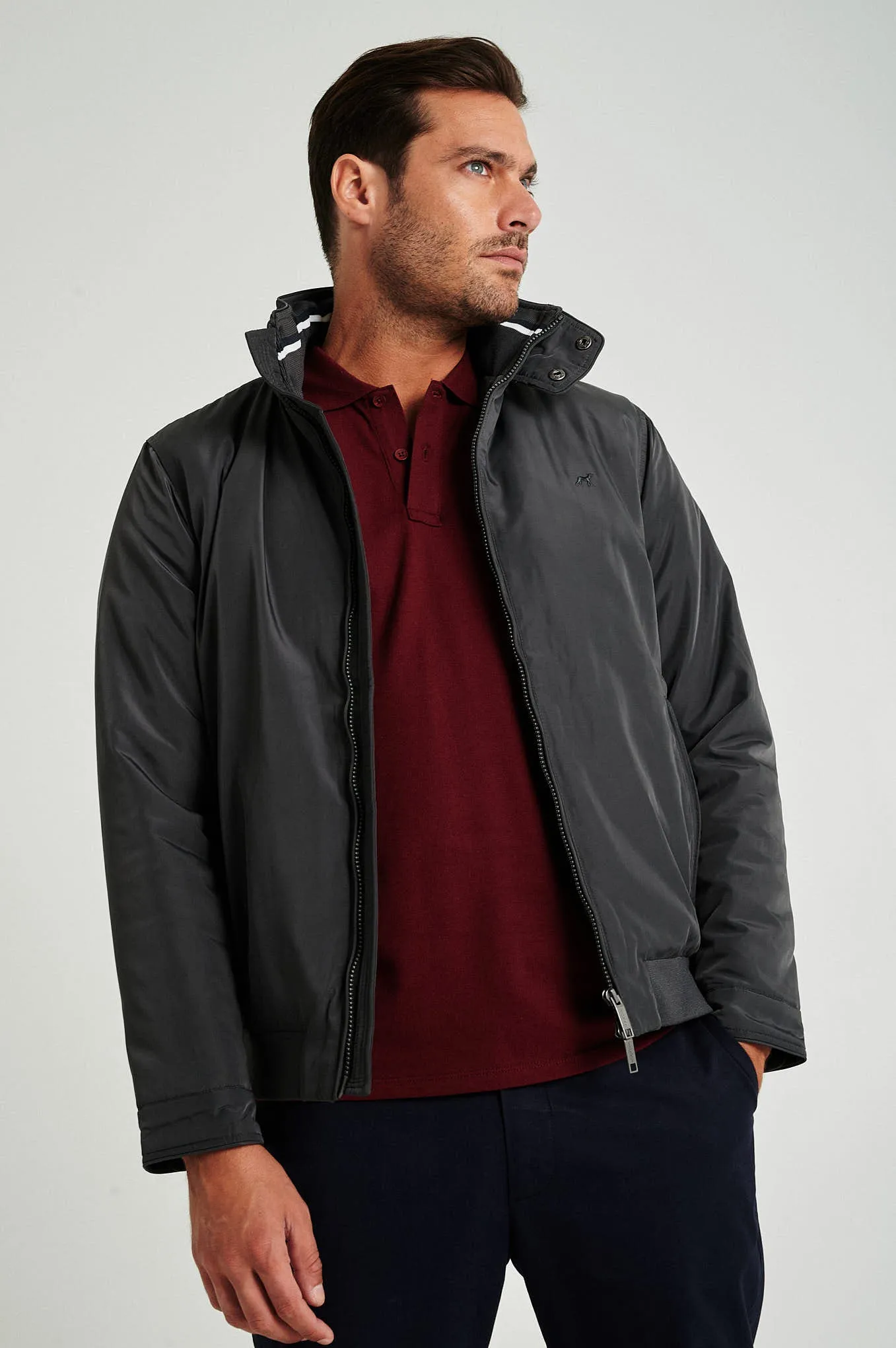 Men's zip-through blouson with ribs