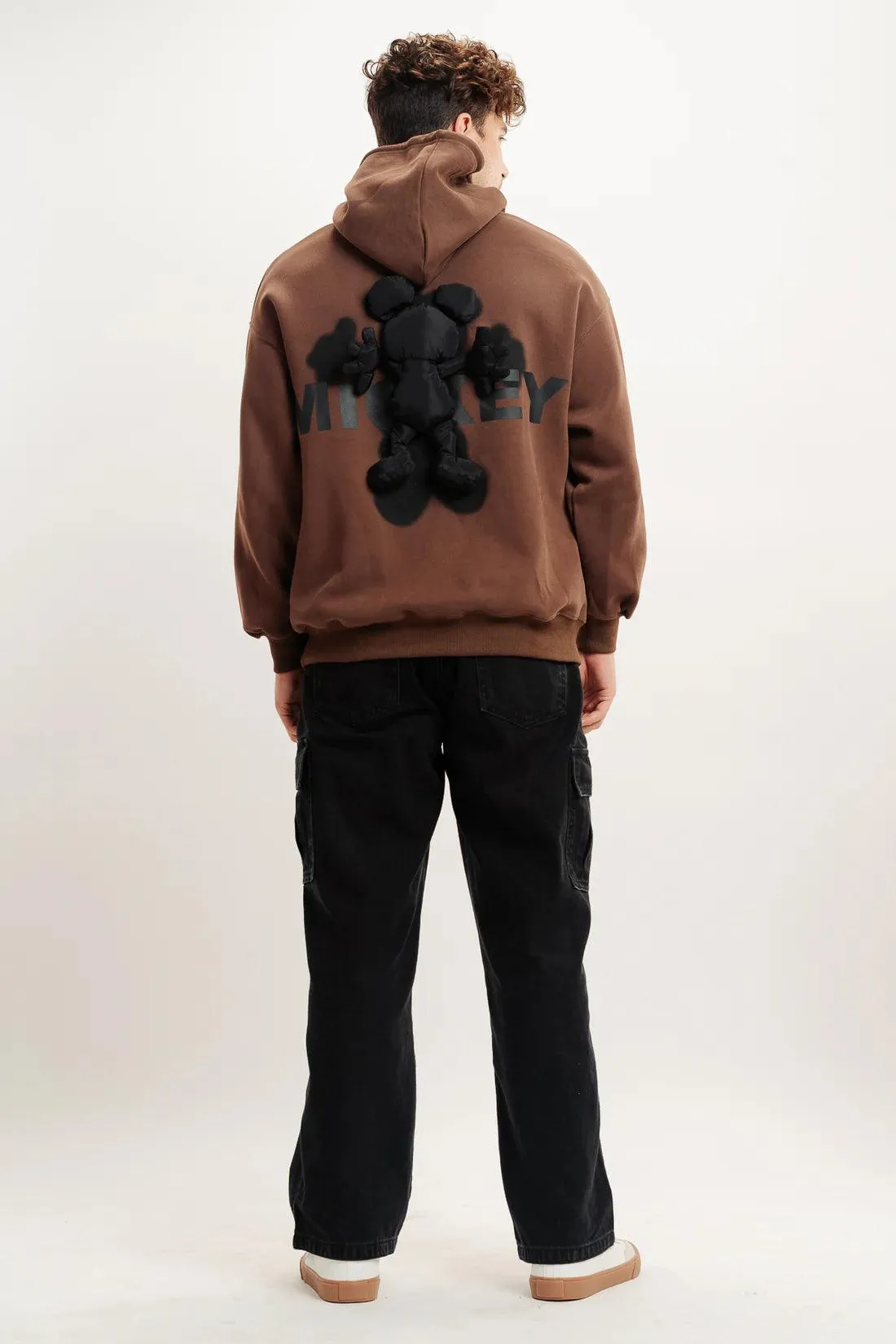 Mickey 3d Hoodie In Brown