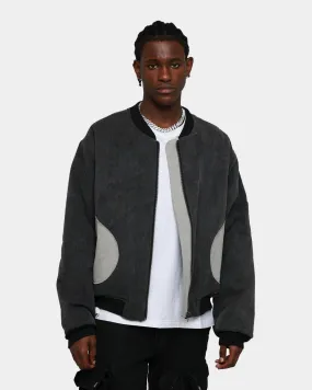 MNML Distressed Bomber Jacket Charcoal Grey