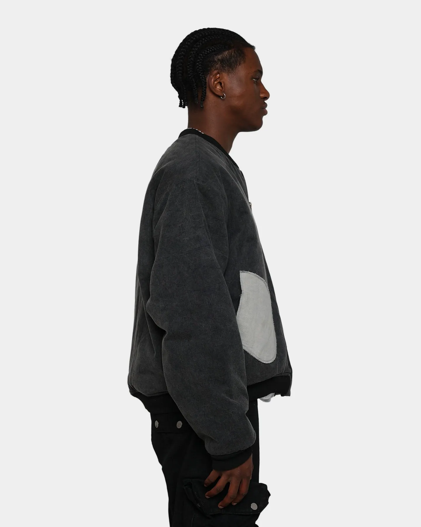 MNML Distressed Bomber Jacket Charcoal Grey