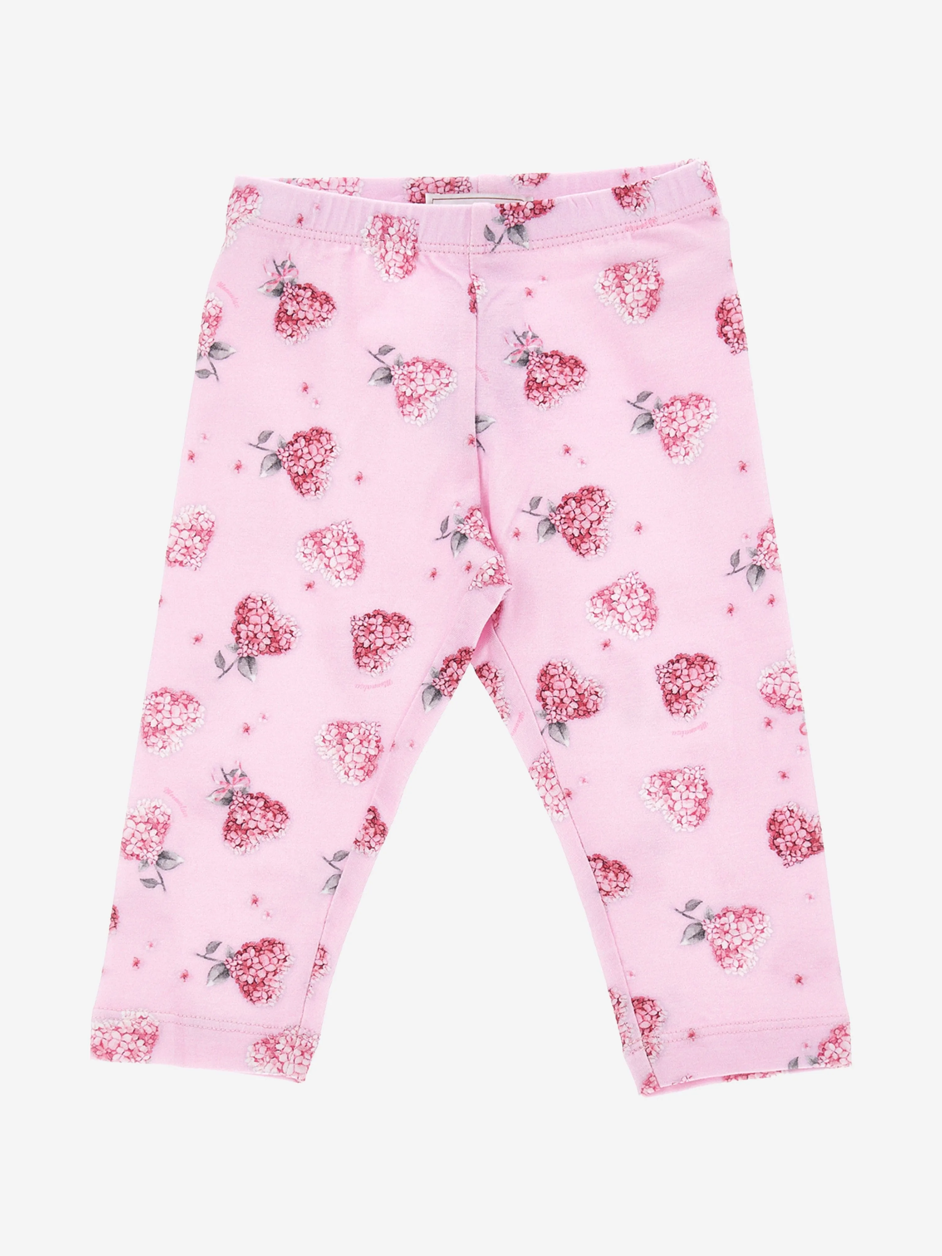 Monnalisa Baby Girls Floral Heart Leggings in Pink