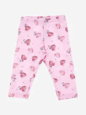 Monnalisa Baby Girls Floral Heart Leggings in Pink