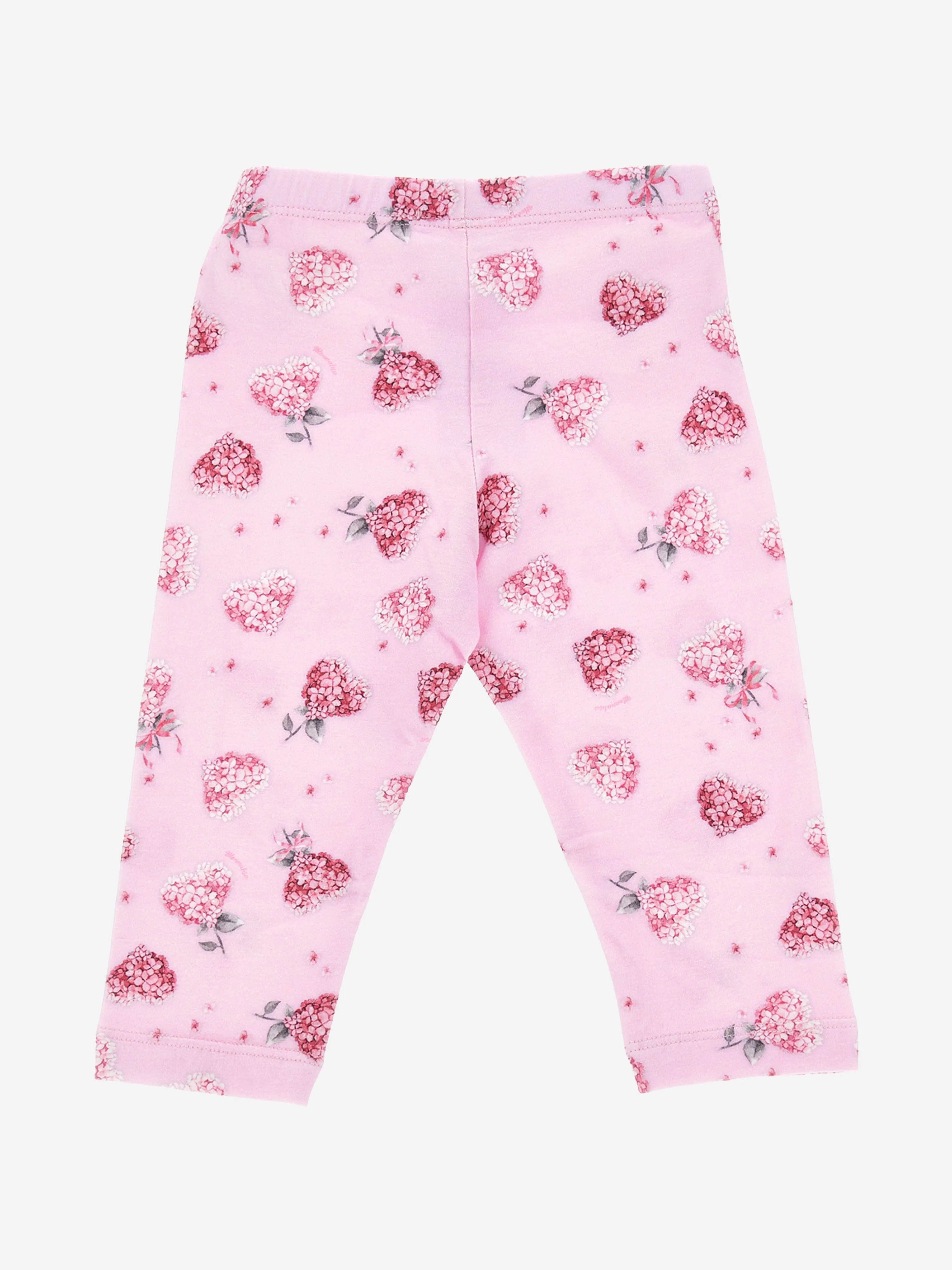 Monnalisa Baby Girls Floral Heart Leggings in Pink