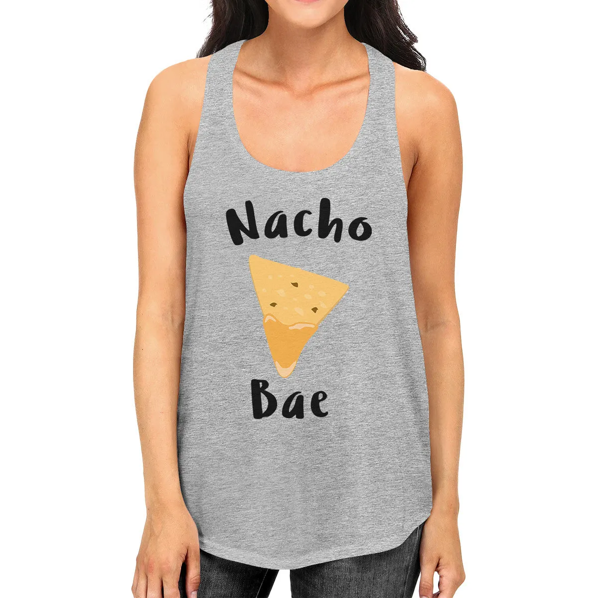 Nacho Bae Women's Grey Tank Top Funny Graphic Top For Food Lovers