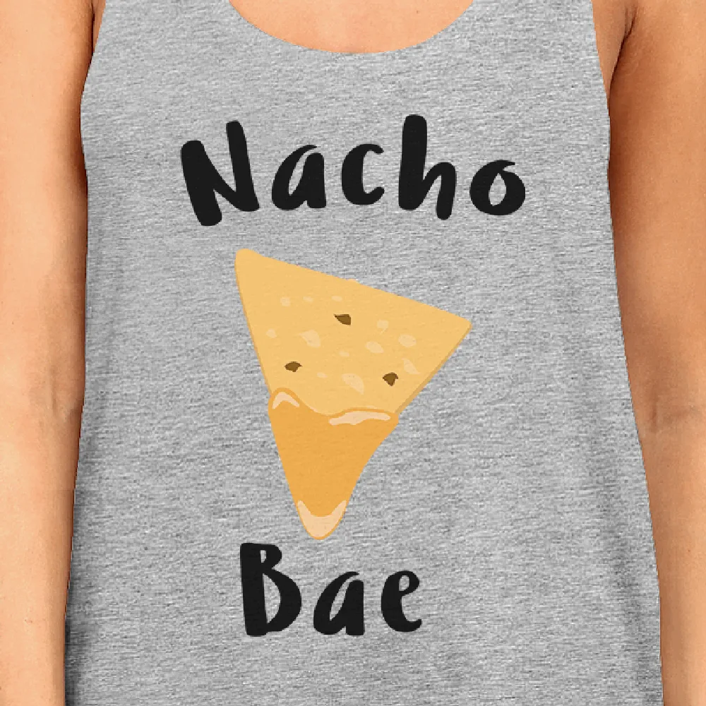 Nacho Bae Women's Grey Tank Top Funny Graphic Top For Food Lovers