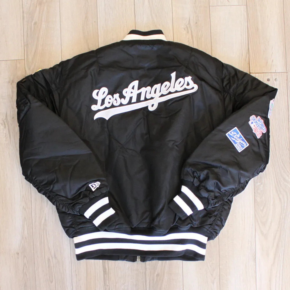 New Era Cap X Alpha Industries Collab MA-1M LOS ANGELES DODGERS Nylon Bomber Jacket (Black Camo)