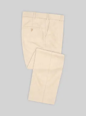 Noble Beige Wool Silk Linen Pants