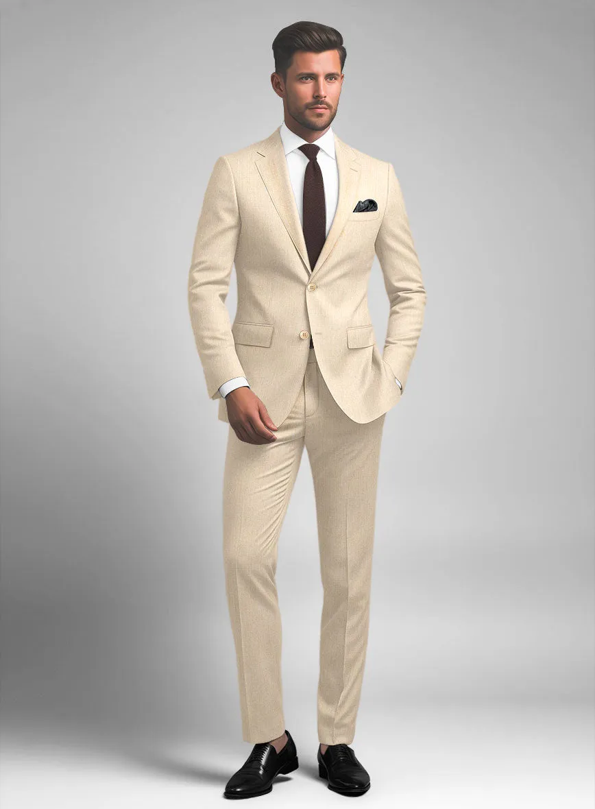 Noble Beige Wool Silk Linen Suit