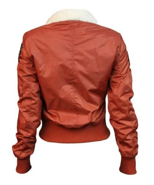 Orange Satin Bomber Jacket