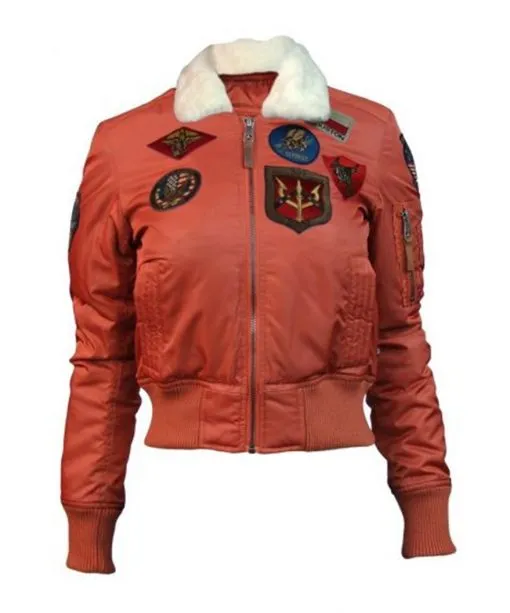 Orange Satin Bomber Jacket