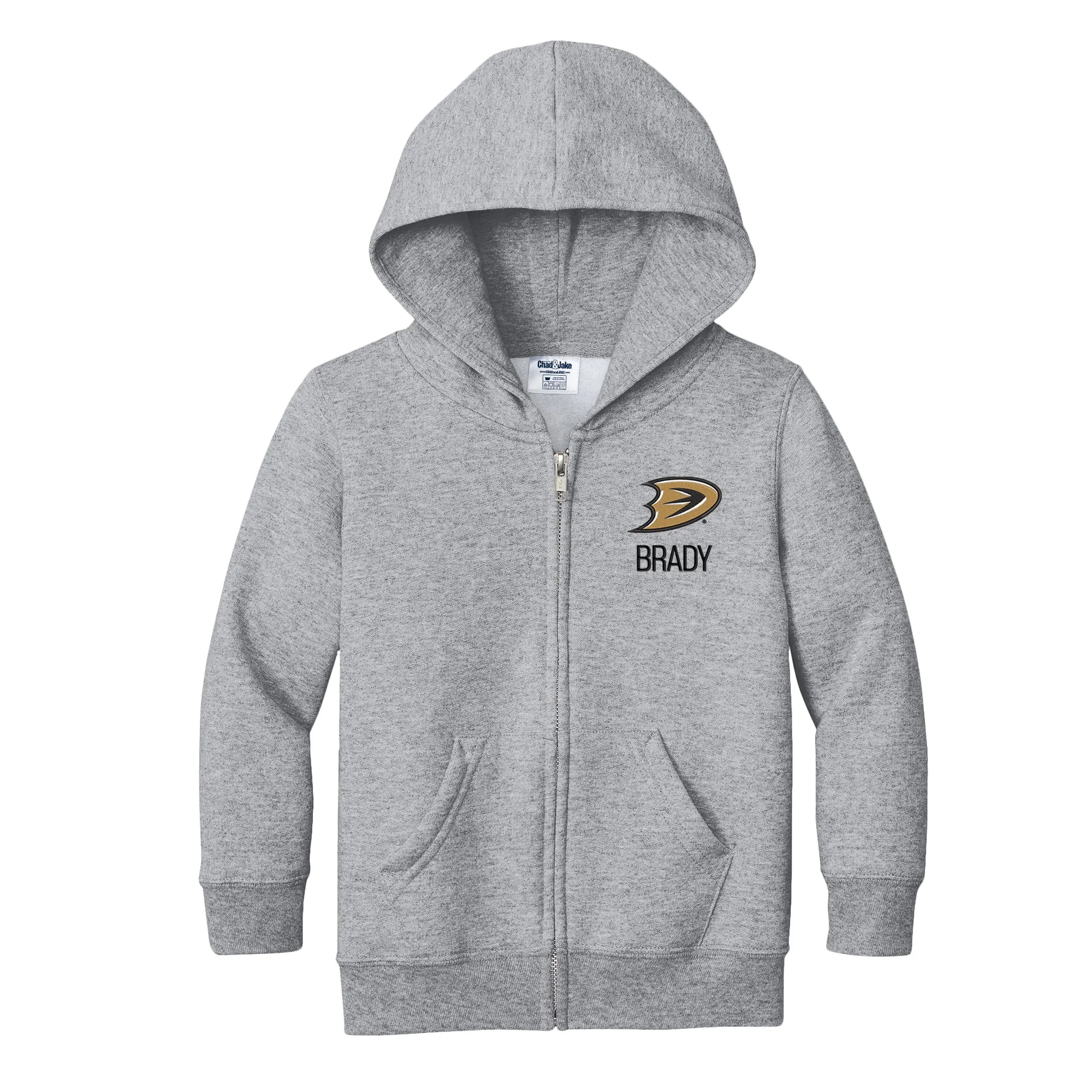 Personalized Anaheim Ducks Secondary Toddler Full-Zip Hooded Sweatshirt