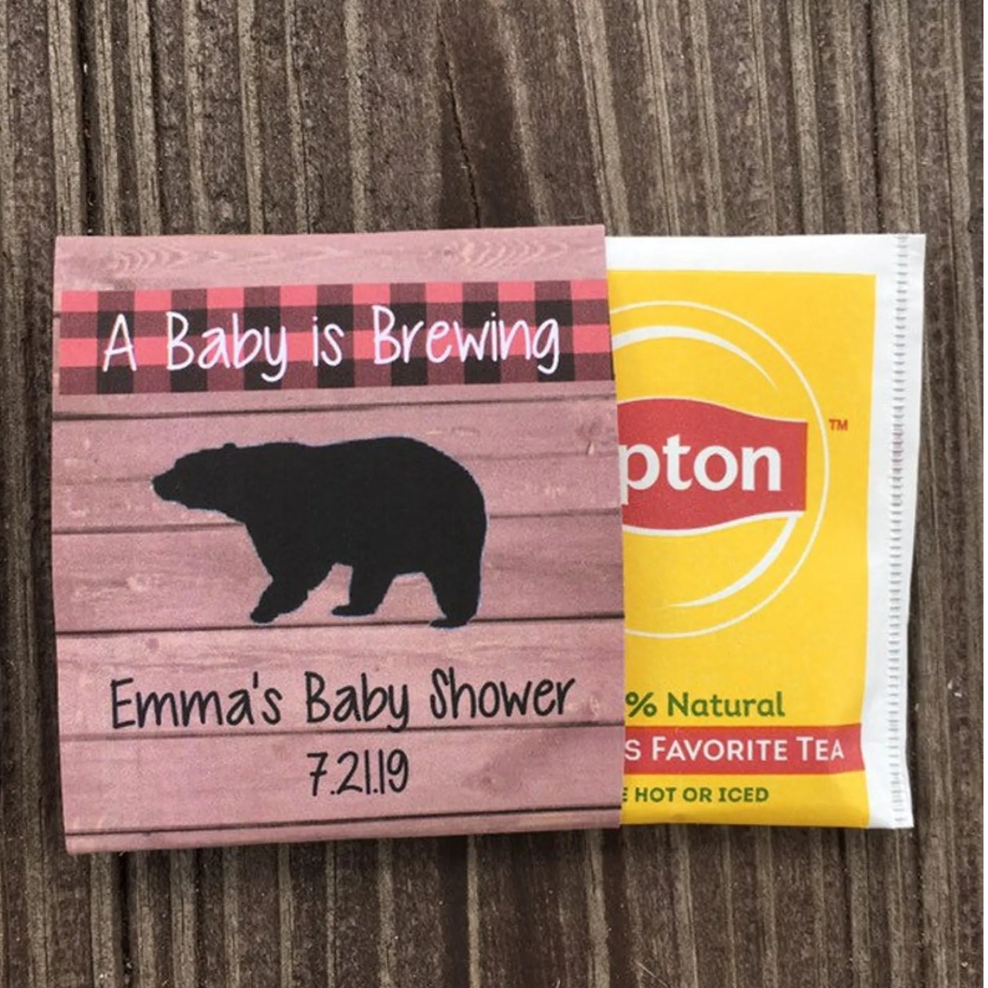 personalized buffalo plaid baby shower seed packets favors