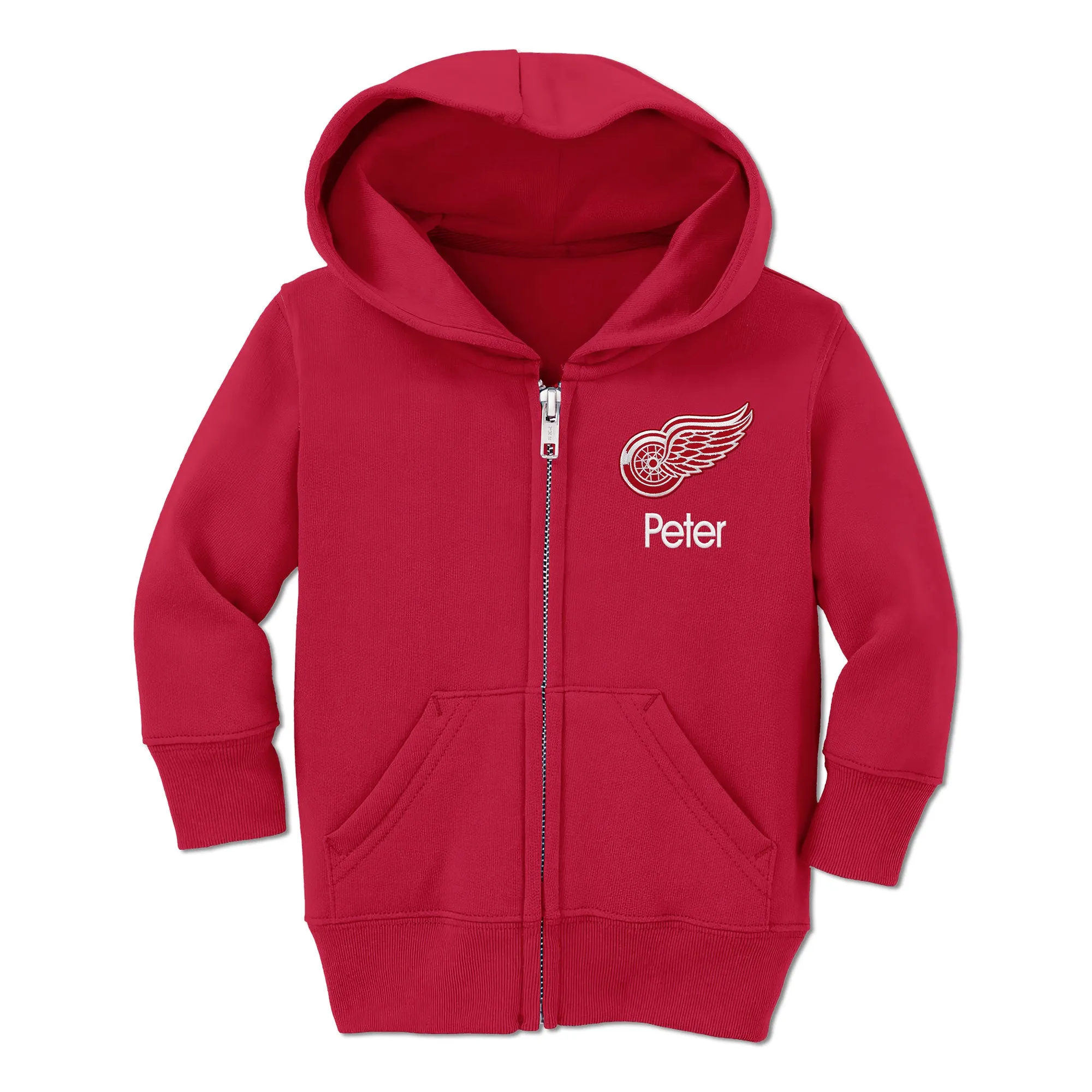 Personalized Detroit Red Wings Toddler Full-Zip Hooded Sweatshirt