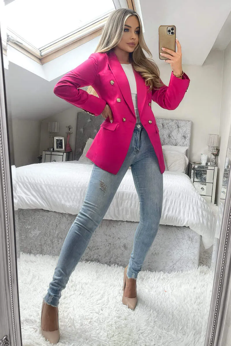 Pink Military Style Blazer