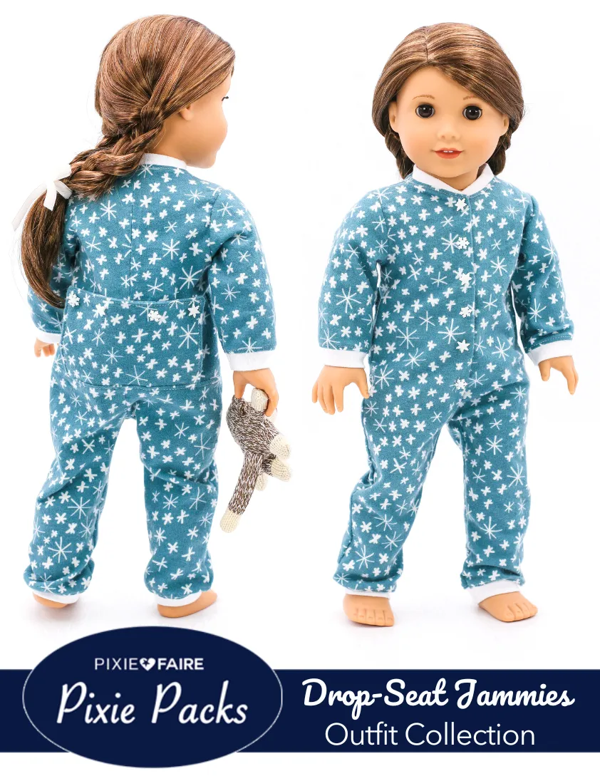 Pixie Packs Drop-Seat Jammies Teal Outfit Collection