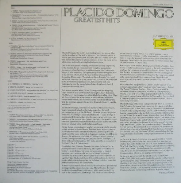 Placido Domingo - Greatest Hits (2xLP, Comp, Pos) (NM or M-)