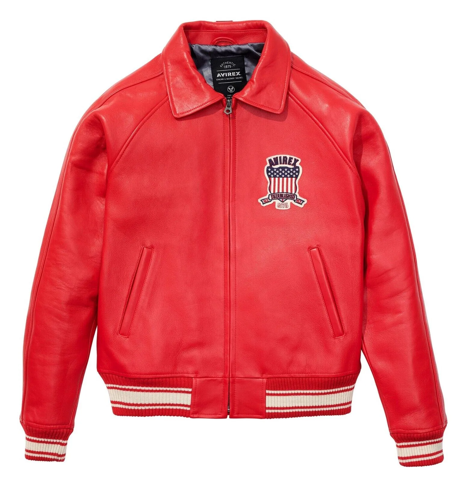 Premium Replica Red Flight Jacket: Men's Avirex-Inspired Leather Bomber