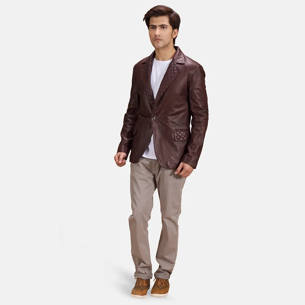 Radaron Quilted Maroon Leather Blazer