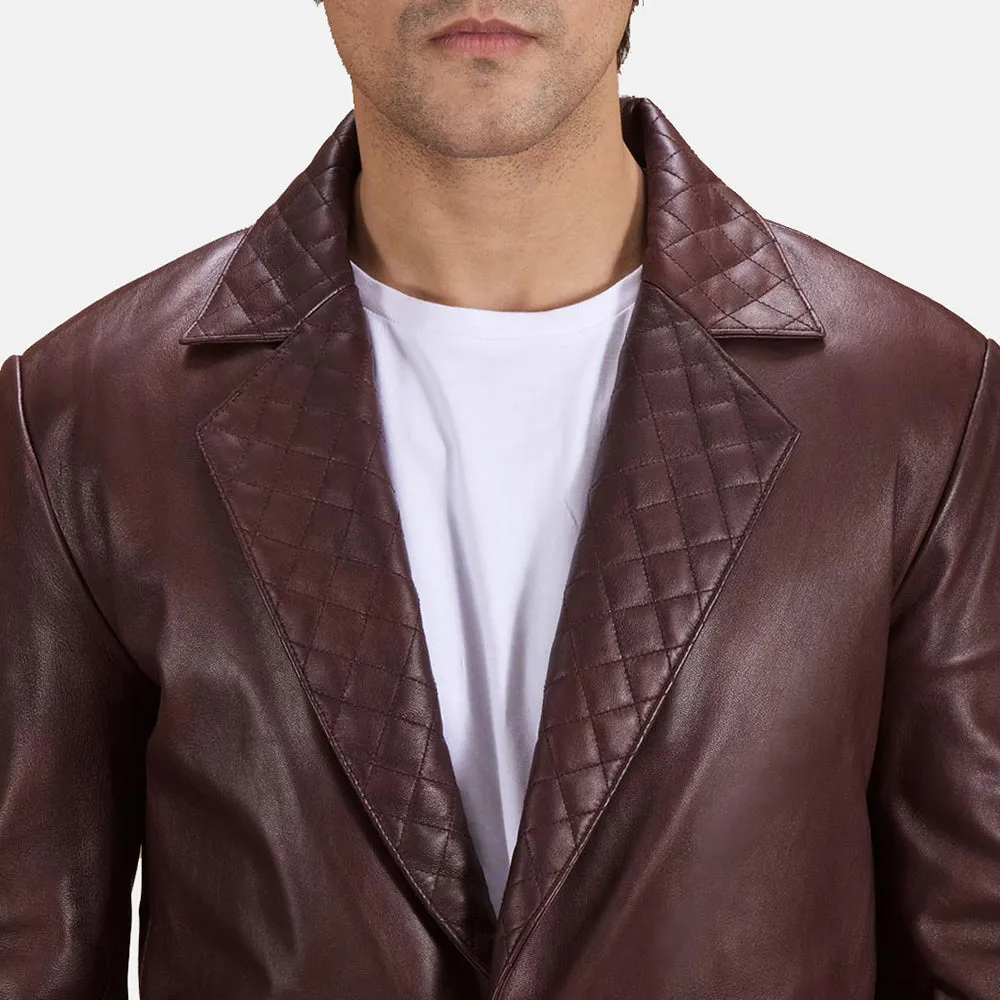 Radaron Quilted Maroon Leather Blazer